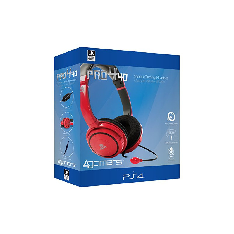 PS4 AURICULARES PRO4-40 ROJO 4GAMERS