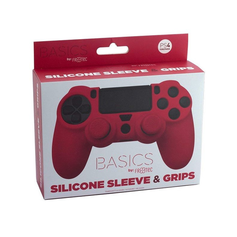 PS4 FUNDA SILICONA + GRIPS ROJO