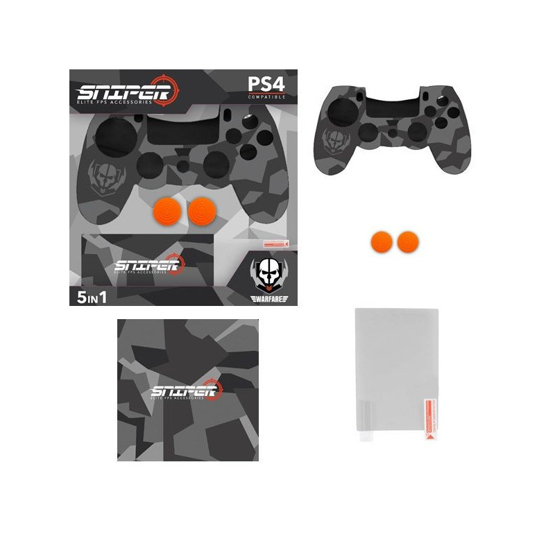 PS4 KIT CARCASA SILICONA 5 EN 1 SNIPER