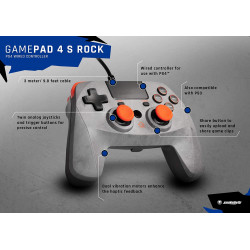 PS4 MANDO CON CABLE SNAKEBYTE GRIS - NARANJA