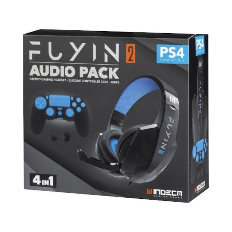 PS4 AURICULARES FUYIN 2.0 NEGRO + FUNDA SILICONA + GRIPS INDECA