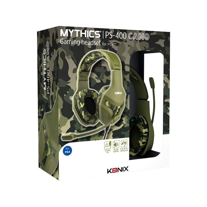 PS4 AURICULARES PS-400 CAMOUFLAGE KONIX MYTHICS