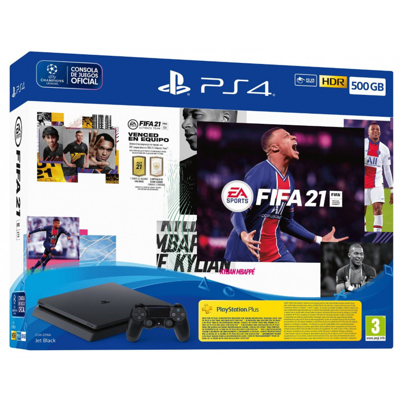 PS4 CONSOLA SLIM 500 GB + FIFA 21 + PLAYSTATION PLUS SUSCRIPCION 15 DIAS