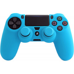 PS4 FUNDA SILICONA + GRIPS AZUL