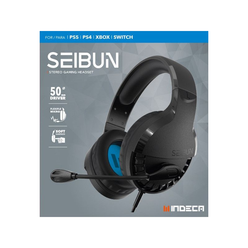 PS5 AURICULARES SEIBUN NEGRO INDECA