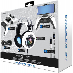 PS5 PRO KIT 5 EN 1 (HEADSET+BASE DE CARGA DOBLE+SOPORTE MOVIL+CABLE DE CARGA 3M+CABLE EXTENSIBLE) BIONIK