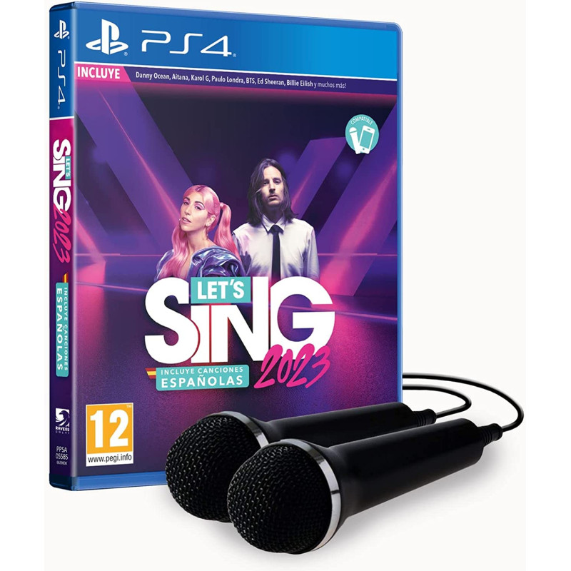 PS4 LET'S SING 2023 (INCLUYE CANCIONES EN ESPAÑOL) + 2 MICROFONOS