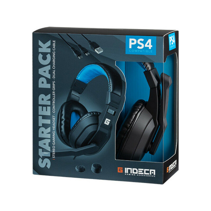 PS4 AURICULARES STARTER PACK + GRIPS + CABLE DE CARGA INDECA