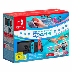 SW CONSOLA NINTENDO SWITCH NEW AZUL/ROJA + NINTENDO SWITCH SPORTS + CINTA PIERNA + SUSCRIPCIÓN 3 MESES NINTENDO SHOP ONLINE