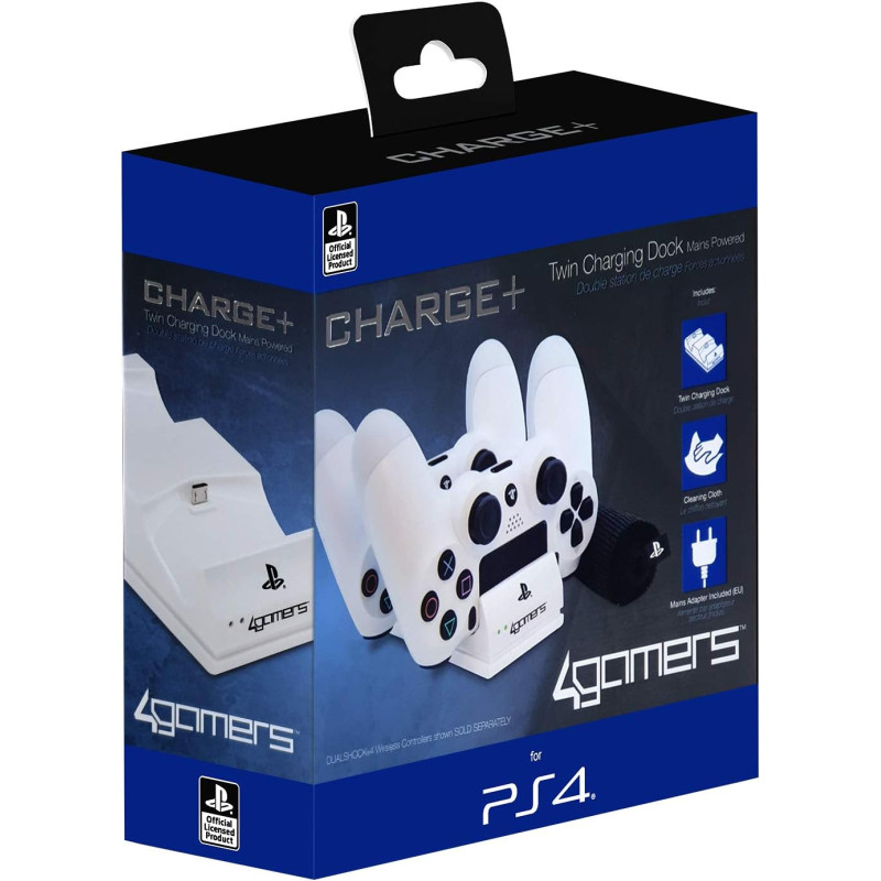 PS4 CARGADOR MANDOS BLANCO 4GAMERS