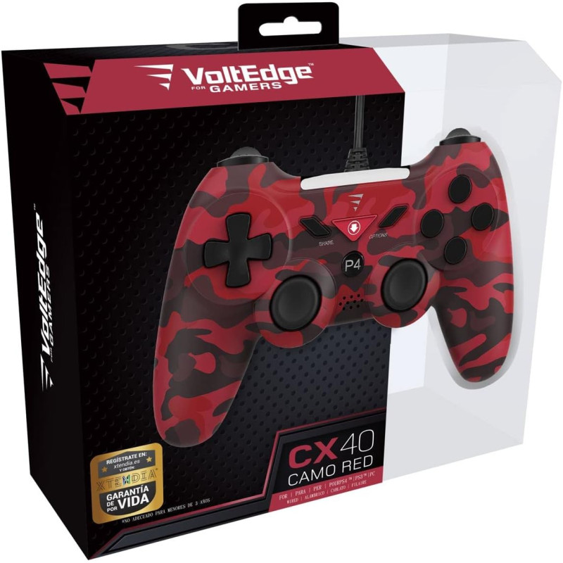 PS4 MANDO CON CABLE CX40 CAMO RED VOLTEDGE