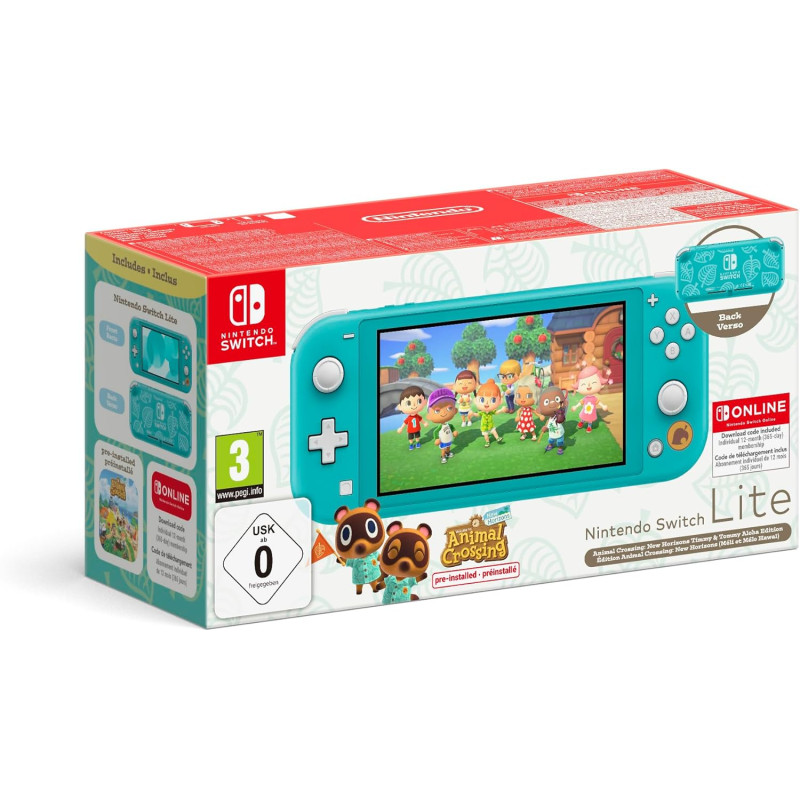 SW CONSOLA LITE TURQUESA + ANIMAL CROSSING: NEW HORIZONS (CODIGO DESCARGA) + 12 MESES NINTENDO SHOP ONLINE